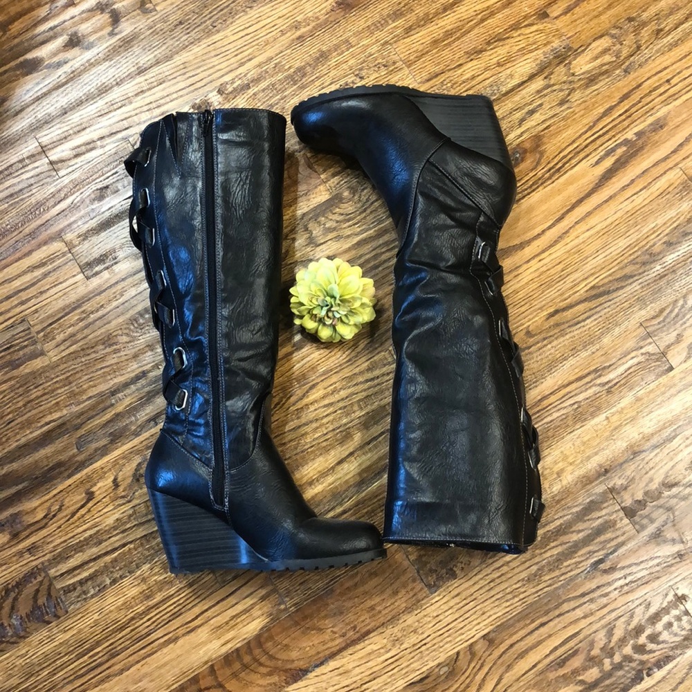Tall Wedged Heeled Boots
